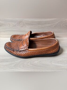 Allen Edmonds St Lucia Shoes Loafers 11.5 D Woven Leather Brown Slip On